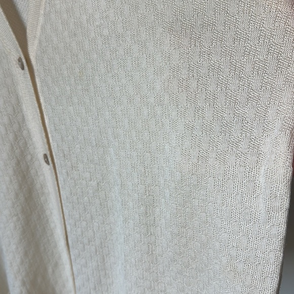 Barneys New York Cashmere Silk Merino Knit Vest Cream Textured Made in Italy - Picture 5 of 13